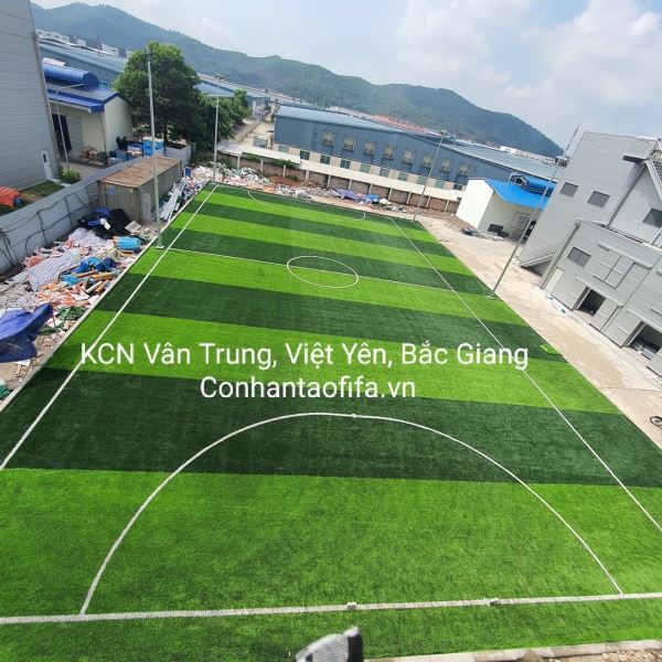 Hoàn thành sân bóng tại Nhà máy Đường - Bắc Giang